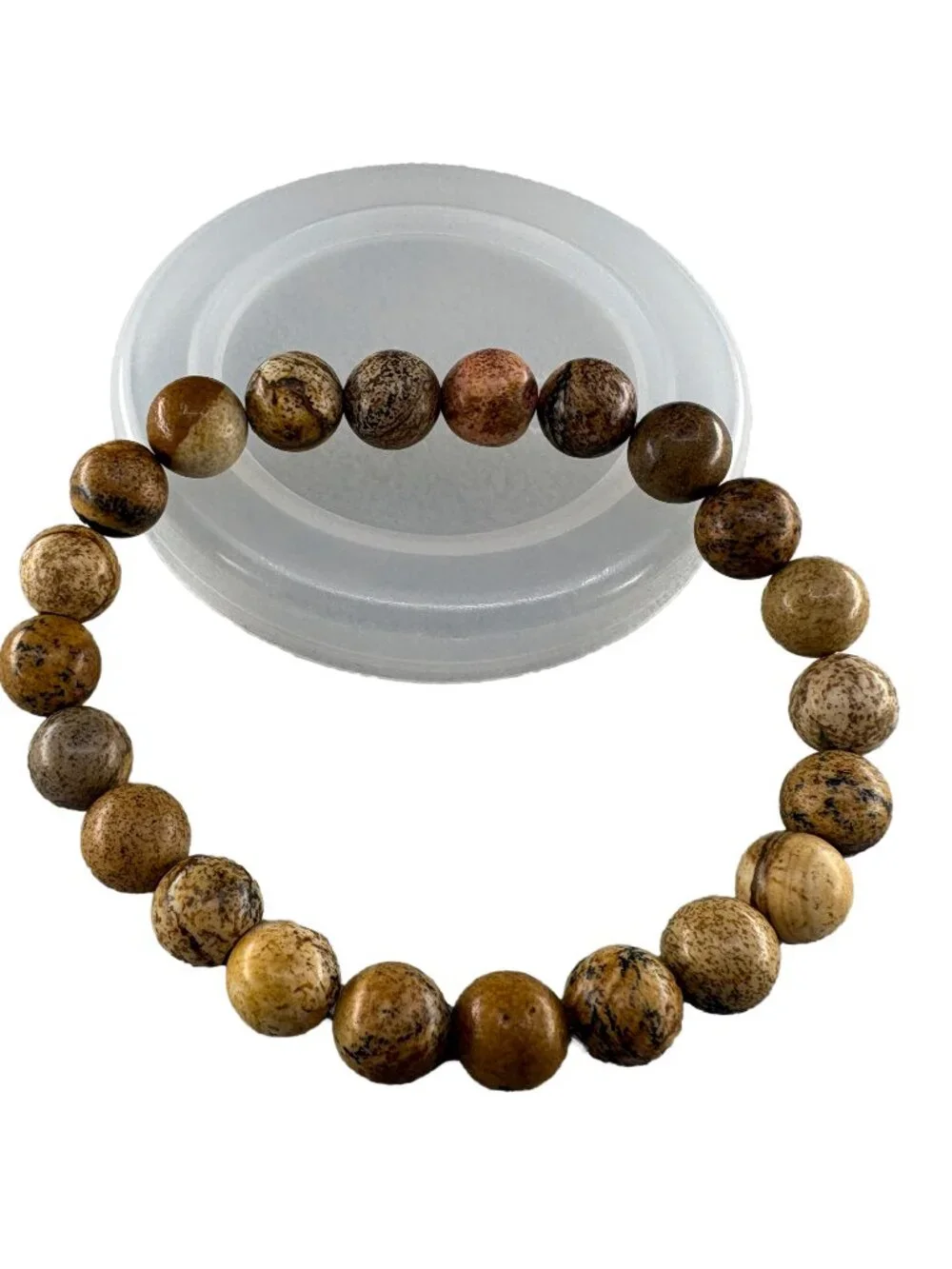 8mm Natural Yellow Picture Jasper Bead Bracelet Genuine Gemstone Custom Size